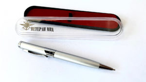 Ручка в футляре с металлостикером "Ветеран МВД на транспорте"